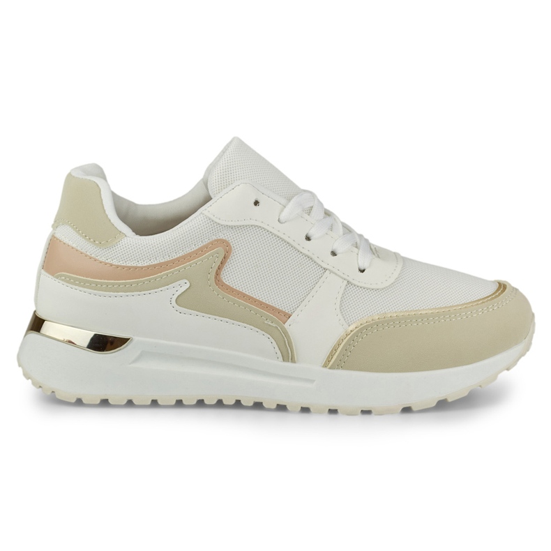 Sneakers da donna con un'aggiunta dorata beige