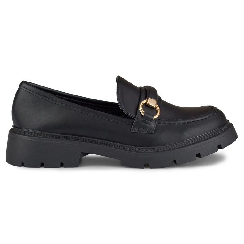 Mocassini neri dal decoro minimalista nero