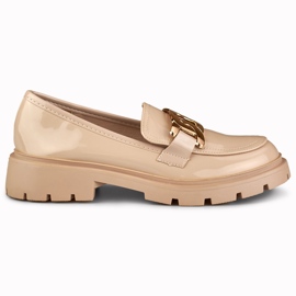 Francesine beige con decorazioni in oro