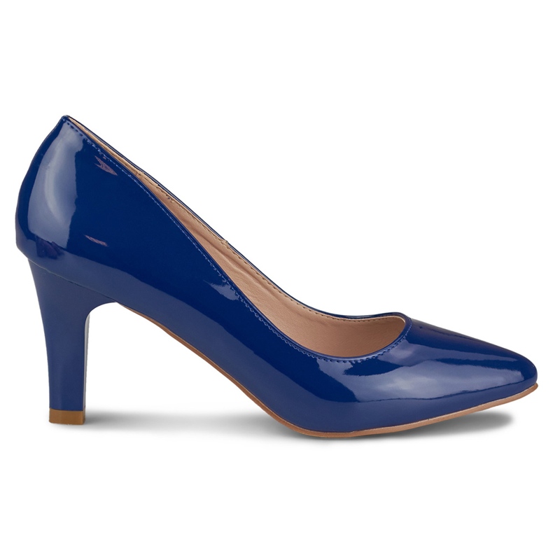 Tacchi laccati blu navy con inserto in pelle