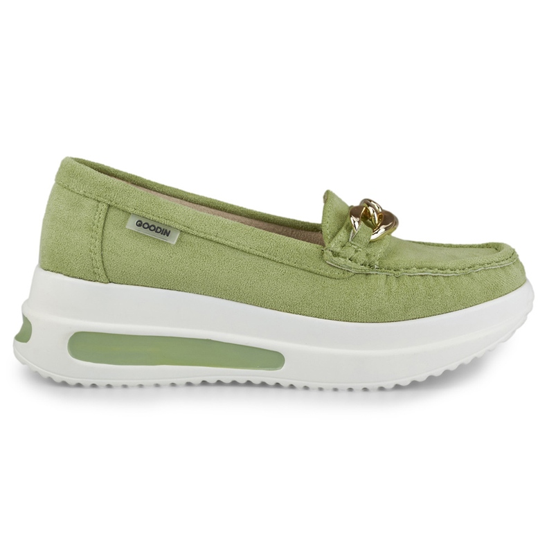 Mocassini da donna verde chiaro sulla piattaforma