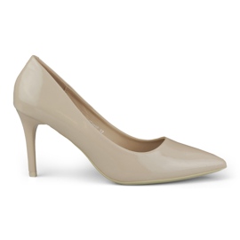 Décolleté beige laccate con tacco alto