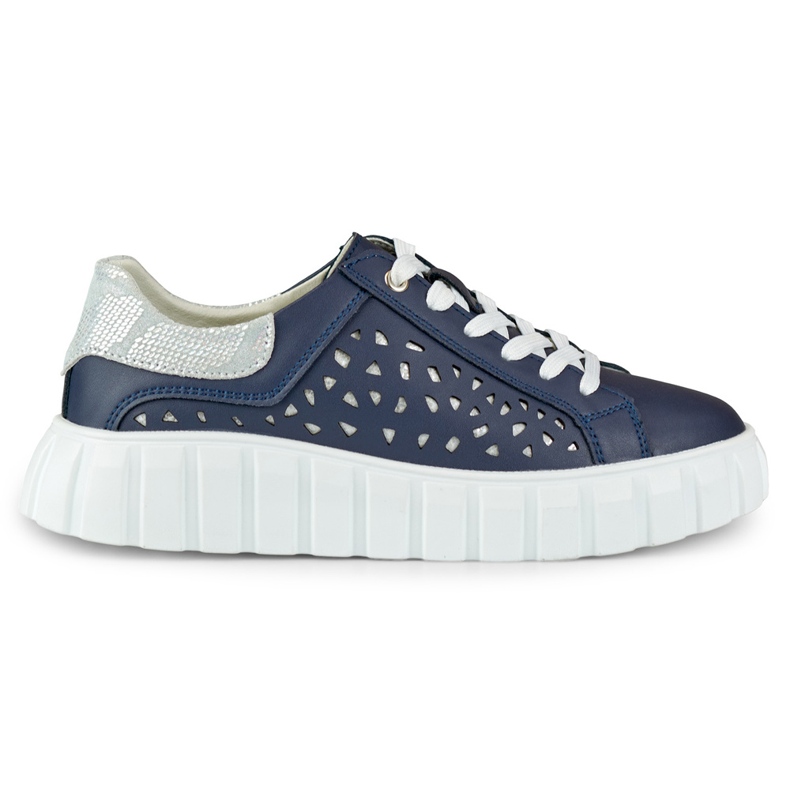 Scarpe sportive da donna blu navy realizzate in vera pelle