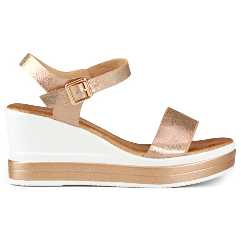 Comodi sandali con zeppa da donna d'oro