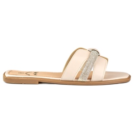 Ciabatte da donna beige con paillettes