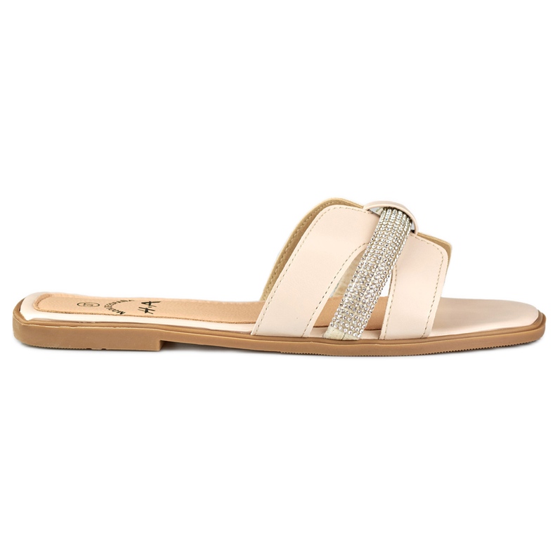 Ciabatte da donna beige con paillettes