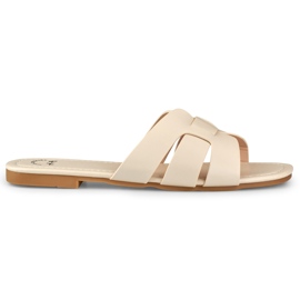 Pantofole da donna beige con suola piatta