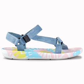Sandali sportivi da donna in denim con velcro blu