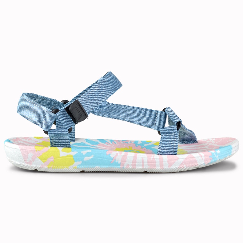Sandali sportivi da donna in denim con velcro blu