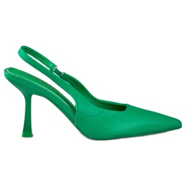 Décolleté verdi con tacco aperto verde