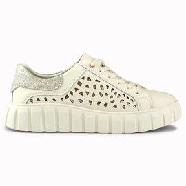 Scarpe sportive da donna beige in pelle naturale
