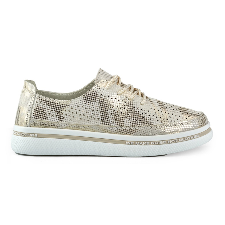 Scarpe sportive dorate da donna in vera pelle d'oro