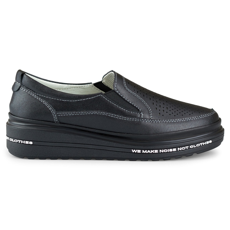 Scarpe traforate da donna in pelle naturale nero
