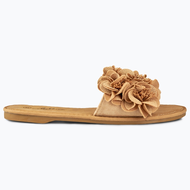 Pantofole piatte floreali da donna marroni marrone