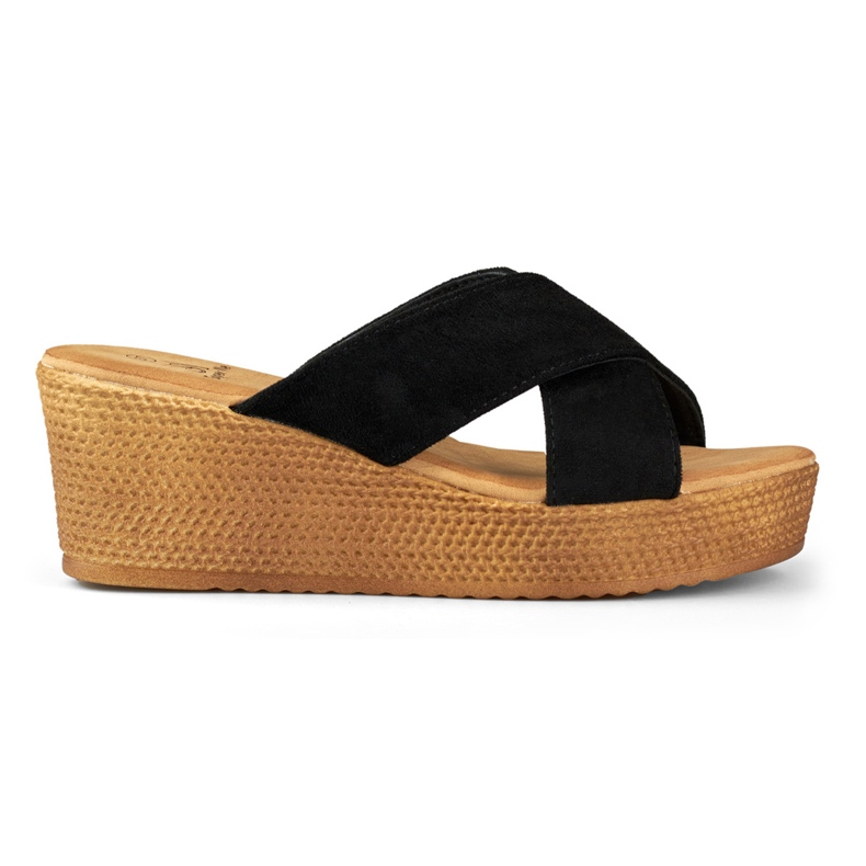 Pantofole nere da donna con zeppa nero
