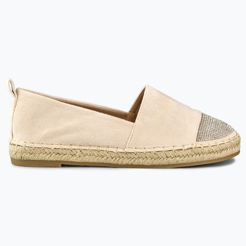 Espadrillas beige da donna con punta in paillettes