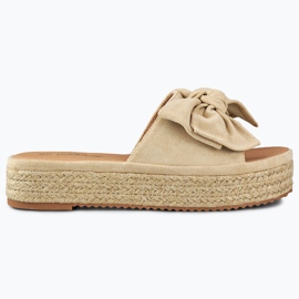 Espadrillas beige con fiocco