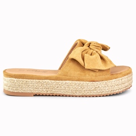 Ciabatte espadrillas marroni con fiocco marrone
