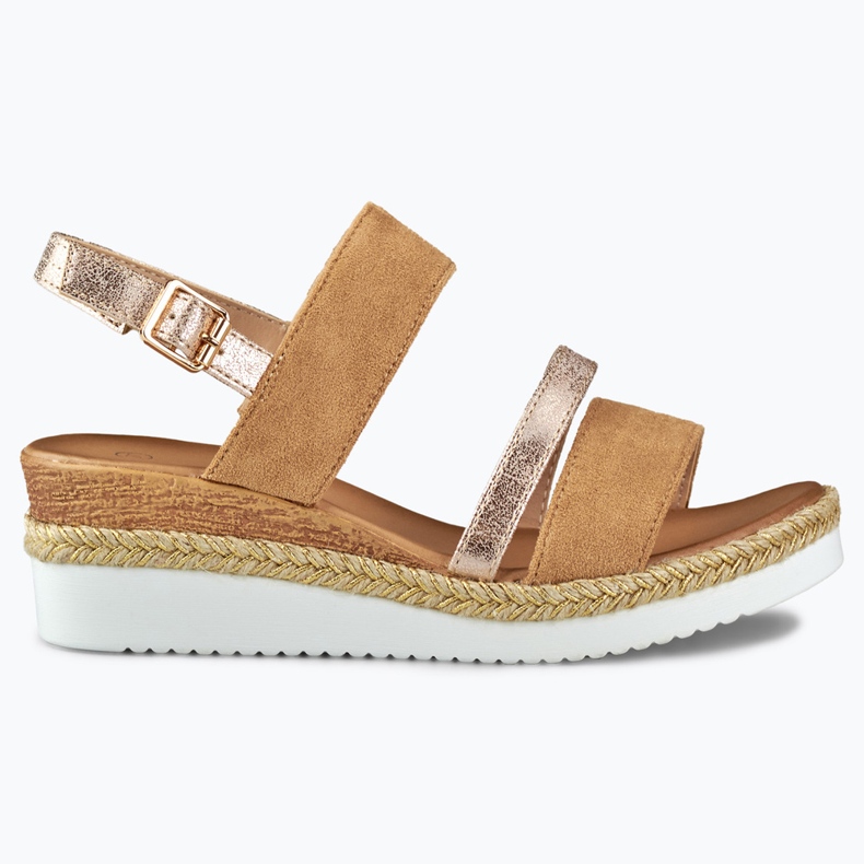 Sandali beige da donna con zeppa bassa