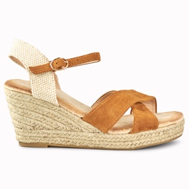 Espadrillas da donna con zeppa in camoscio marrone