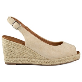 Espadrillas da donna con zeppa in camoscio beige