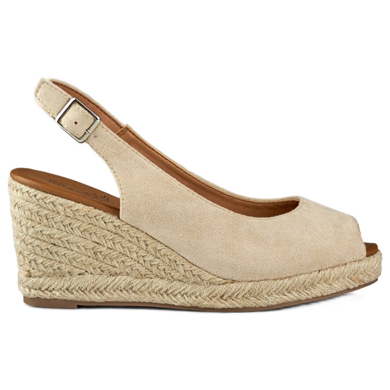 Espadrillas da donna con zeppa in camoscio beige