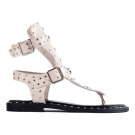 Infradito gladiatore beige con getti di Shelovet