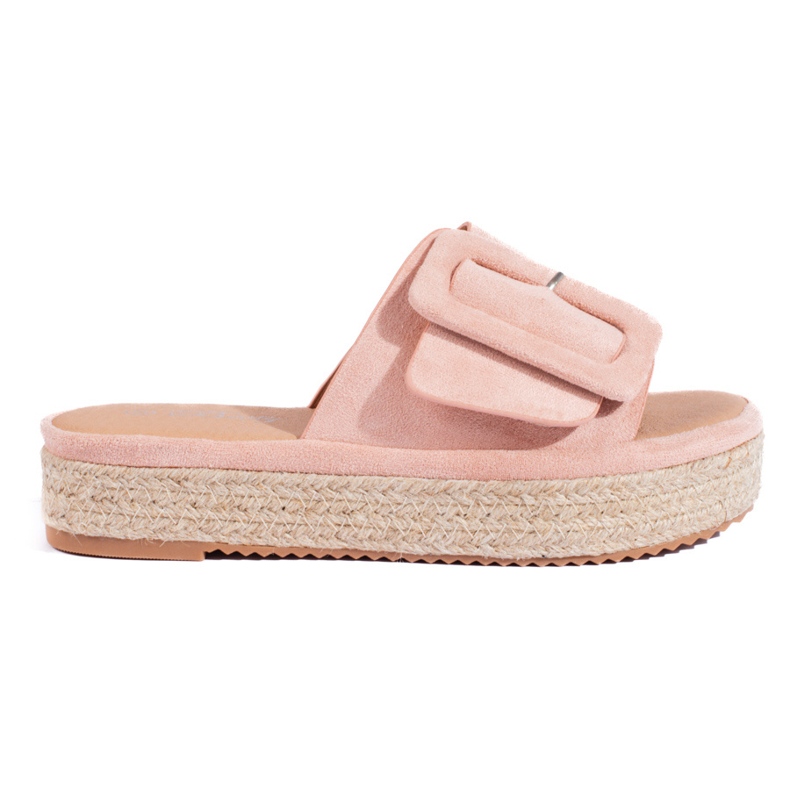 Ciabatte espadrillas Shelovet in camoscio rosa