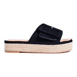 Espadrillas in camoscio nero scivolano sulla piattaforma Shelovet