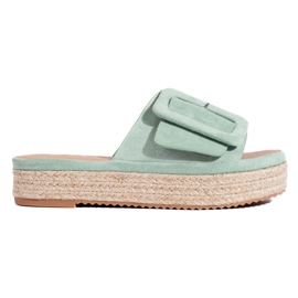 Espadrillas in camoscio color menta scivolano sulla piattaforma Shelovet verde