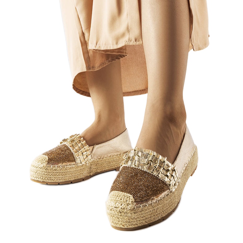 Espadrillas dorate con zirconi di Lauro d'oro