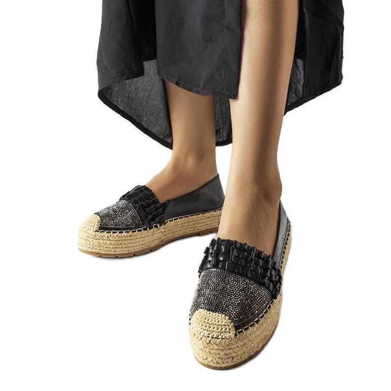 Espadrillas nere con strass di Lauro nero