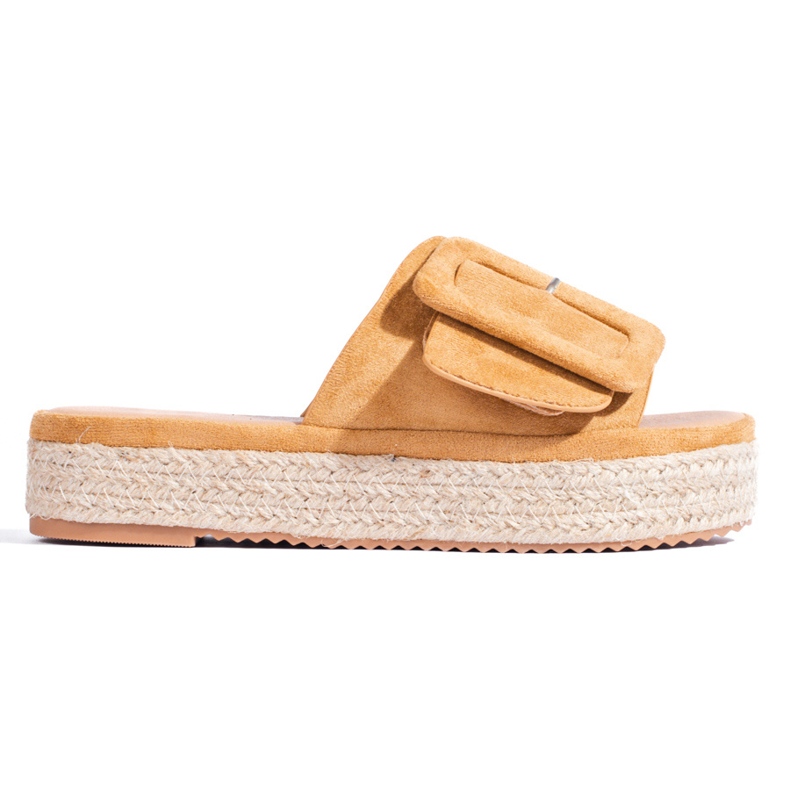 Ciabatte espadrillas Shelovet in camoscio color cammello beige