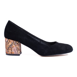 SHELOVET Décolleté con tacco basso in camoscio nero di Sheovet