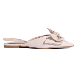 Ballerine in camoscio beige con fiocco di Shelovet
