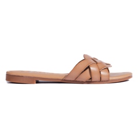 Sandali piatti in tessuto beige di Shelovet