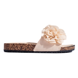 Sandalo Shelovet in sughero beige con fiori