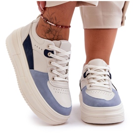 FJ1 Scarpe sportive da donna su una massiccia piattaforma Gemma bianca e blu