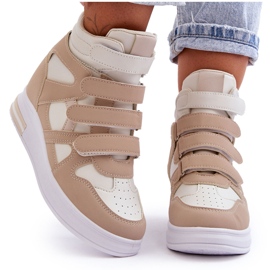 PE1 Sneakers Alte Con Zeppa Nascosta Da Donna Beige Inari
