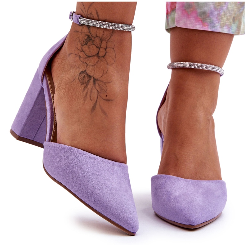 Décolleté In Camoscio Con Cubic Zirconia Purple Diamond viola
