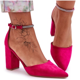Décolleté In Camoscio Con Zirconi Fucsia Diamante rosa
