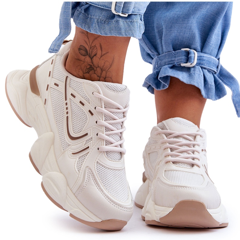 FG2 Scarpe Sportive Donna Sneakers Beige Feluci