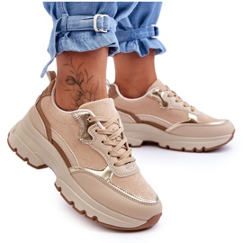FG2 Icone di scarpe sportive tacco piatto piattaforma beige