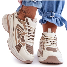 FG2 Scarpe Sportive Stringate Donna Beige Emare