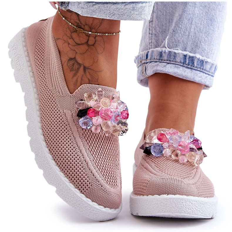 PM1 Sneakers Slip-On Da Donna Con Abbellimenti Rosa Taylor