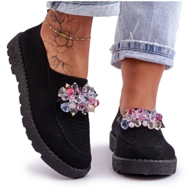 PM1 Sneakers Slip-on Da Donna Con Pietre Nere Semplice nero