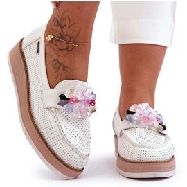 PM1 Mocassini Platform Donna Con Pietre Bianco Elonore bianca