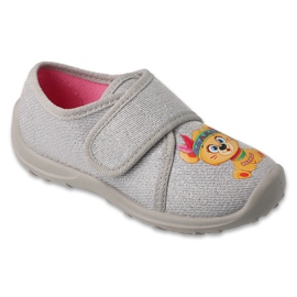 Pantofole per bambini Befado 660X061 argento con orsacchiotto d'argento