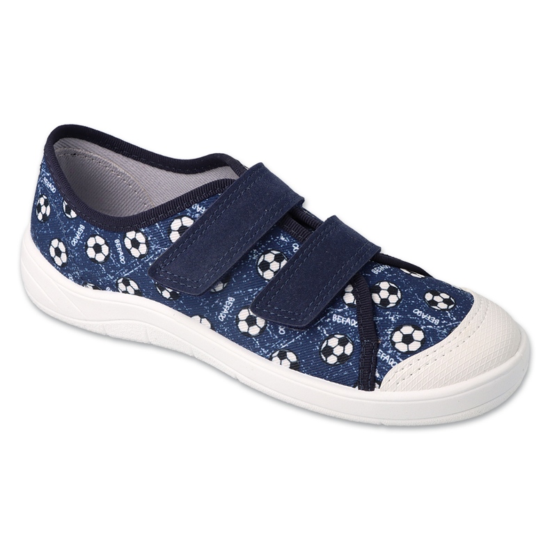 Pantofole per bambini Befado 772X002 blu navy con palline bianche