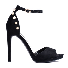 Sandali con tacco alto in camoscio nero di Shelovet